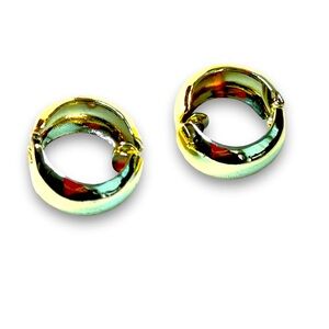 1950s VINTAGE JUDY LEE JEWELRY MID CENTURY EARRINGS GOLDTONE CLIP ON HOOPS